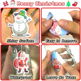 Kanehosi Christmas Stickers 100Pcs, Waterproof Holiday Stickers Carton Santa Merry Christmas Theme Stickers for Kids Gifts, Winter Stickers for Christmas Decorating Party Crafts Cards