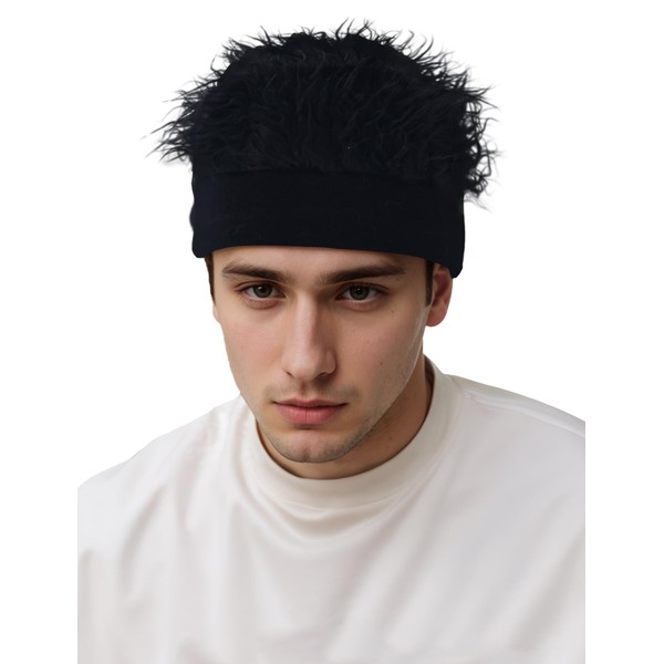 SEAUR Novelty Hair Peaked Cap Visor Hat with Spiked Wigs