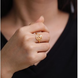 EUEAVAN Jewish Chai Rings Hebrew Letter Pendants Crescent Moon Rings Symbols of Life Classic Jewish Chai Jewish Inspired Jewelry for Women Adjustable (om ring gold)