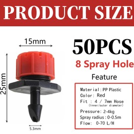 SGERUFZ 50pcs Irrigation Dripper Sprinkler Heads Nozzles Irrigation Sprinkler Adjustable Irrigation Dripper Sprinkler Micro Dripper Irrigation System Eight Holes for Gardening with Fruit Trees