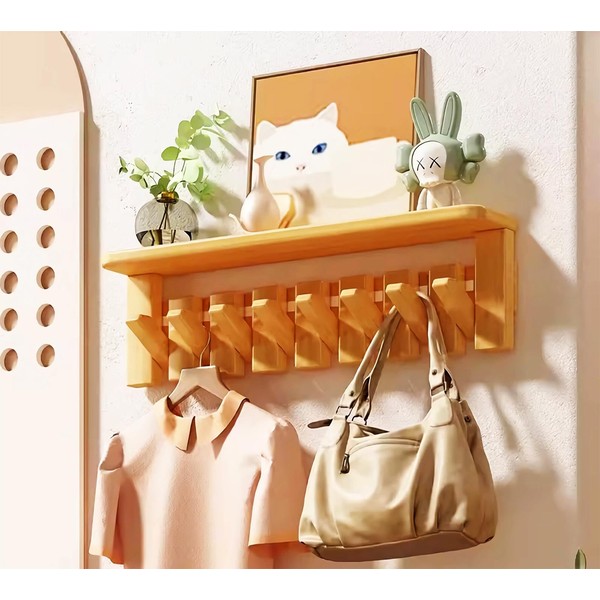 Tlongxia【Tray Beech-8 Hooks Piano Key Hanger, with Tray Table, can
