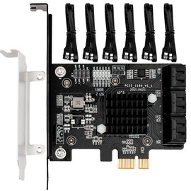 PCIe 3.0 x1 to 6-Port SATA Expansion Card, ASM1166, 6Gbps AHCI Adapter