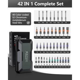 ORIA 42 in 1 Screwdriver Set, Magnetic Ratchet Screwdriver Kit with Ratchet Handle, 40 Precision Bits, DIY Repair Tool Kit for Electronics, Bike, Furniture, Computer, Phone