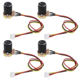 ECSiNG 4pcs WH148 B100K Adjustable Rotary Speed Potentiometer Switch JST XH2.54-3P Connector Wire and Cable Aluminum Alloy Knob Cap Nut Washer Accessories