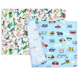 Colorful Candy Style N3601412 Fabric Placemat, Boys, Children, Fabric, Fashionable, Cotton, Set of 2, Full Throttle Working Cars Set, Light Blue
