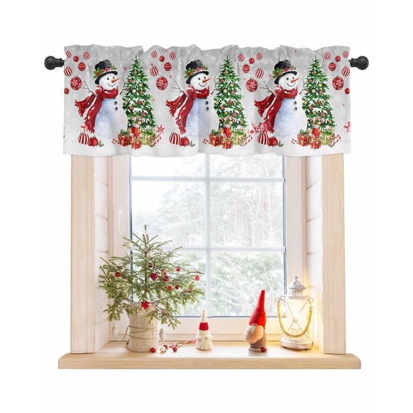 Christmas Valances for Windows Kitchen Curtains Snowman Rod Pocket Window