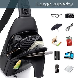 Sling Backpack Chest Bag,Aucorley Lightweight Outdoor Sport Travel Hiking Anti Theft Crossbody Shoulder Pack Bag Daypack for Men Women(Black)