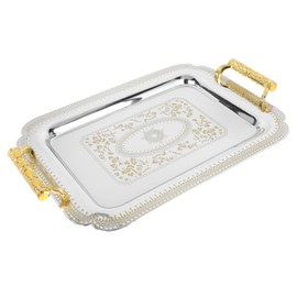 VOSAREA 1 Pc Bandeja Plato para Servir Postres Mesa De Centro De La Vendimia Fuente Nórdica Decoraciones Charola De Servicio Canastas Paleta De Maquillaje Acero Inoxidable Antiguo