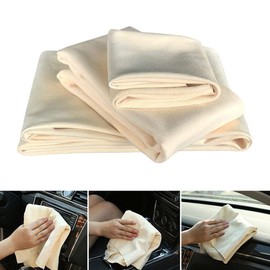 Fensterleder Autoleder*3, XiXiRan Autoleder Hirsch, Fensterleder Echt Leder, Auto Reinigungstuch Fensterleder, Autoleder Tücher aus Echtem Leder, Hohe Wasseraufnahme, Keine Kratzer, Naturleder, 60*90