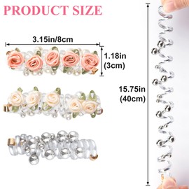 VARMDUKKE 3PCS Rose Bead Spiral Hair Ties, 2 Styles Phone Cord Ponytail Holders for Women, Elegant Rubber Hair Coils, Stylish Hair Accessories for Party, Daily Use