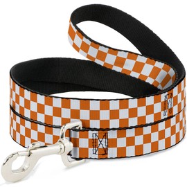 Dog Leash Checker White Tn Orange 6 Feet Long 1.5 Inch Wide