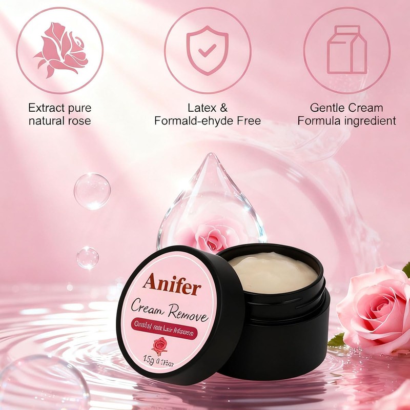 Anifer Eyelash Extension Remover 15g, Rose Scent - Fast-Dissolving, Gentle