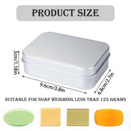 Soap Dish with Lid, 4 Pack Aluminum Soap Box, Leakproof Travel Soap Case with Removable Draining, Portable Soap Tin for Bathroom, Kitchen, Solid Shampoo Storage