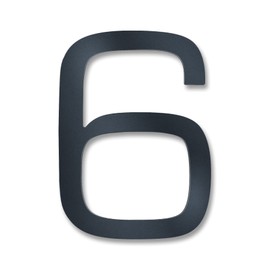 Metzler Modern House Number Made of Solid Steel – Modern Font – Fine Structure Powder Coated Anthracite RAL 7016 – Includes Mounting Material – Height 20 cm – Number 6