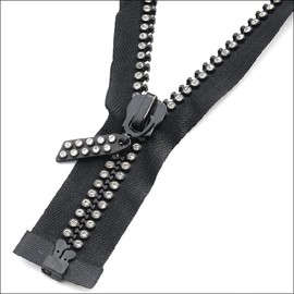 MebuZip 24 Inch #10 Rhinestone Zipper Large Lightning Shiny Separating Diamond Zippers Open-End for Sewing DIY Jacket Bag Coat Craft