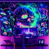 Invoibler Blacklight Skull Tapestry UV Reactive Fantasy Skeleton Tapestries Glow