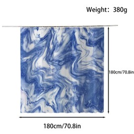 FAIRYGATE B9009 Shower Curtain 180 x 180 cm White and Blue Marble Modern Abstract Shower Curtains Anti Mould Waterproof Polyester Fabric Washable Bathroom Curtain for Bathroom with 12 Hooks