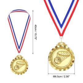 PATIKIL 2.6" Gold Basketball Medals, Basketball Award Medals with Ribbon Red White for Games Sports Competitions