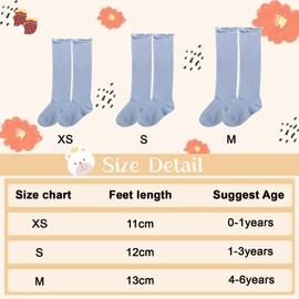 MFDYMYGS 5 Pairs Girls Knee High Socks,Cotton Baby Girl Socks,Ruffle Newborn Socks Gift (UK, Age, 1 Year, 3 Years, Regular, 5, Gray/White/Pink/Blue/Khaki)