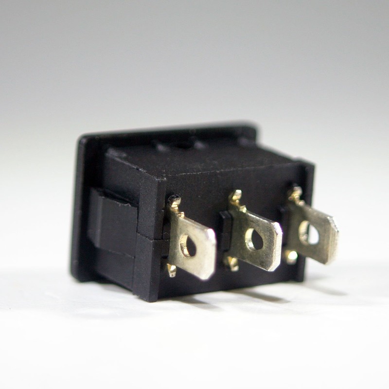 Mini Rocker Switch, Black, 1-Pole, Max. 250V/3A