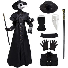 Metaparty Plague Doctor Costume with Bird Plague Mask Mask,Steampunk Accessories Horror Scary Costumes (Women, XL)