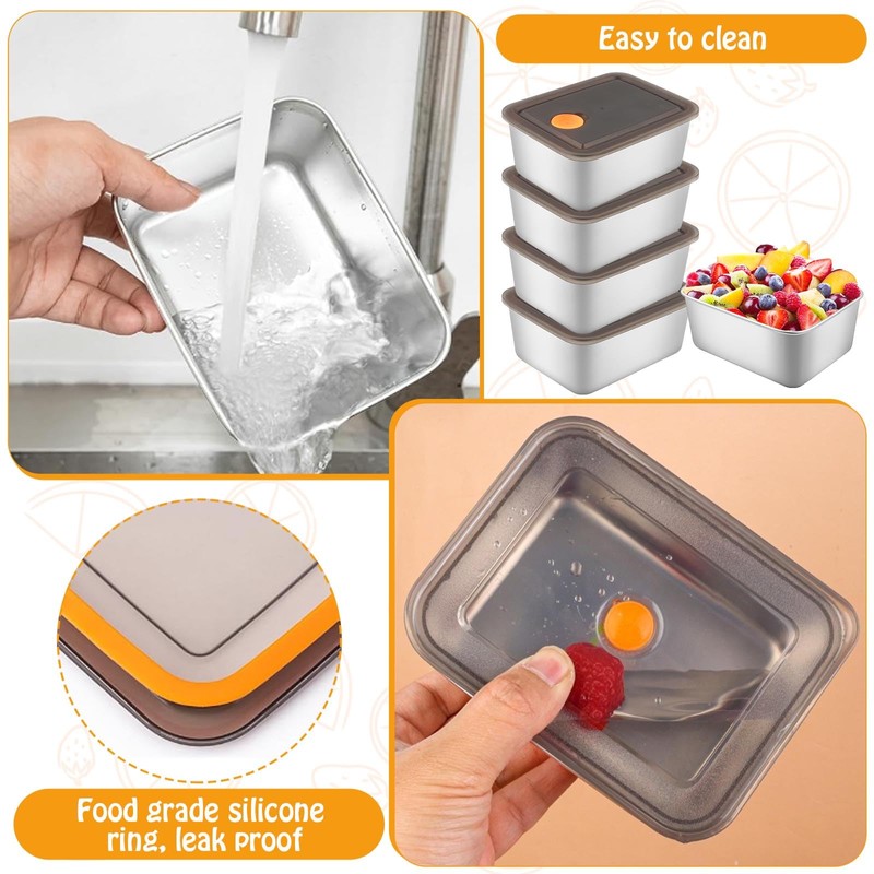 Supkiir 10 Pack Stainless Steel Food Containers with Lid, 20oz