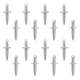 UNICRAFTALE about 16pcs Dagger Shape Charm Stainless Steel Charm Metal Charms Pendant Hypoallergenic Metal Pendant for DIY Jewelry Making 24mm,1.6mm Hole Stainless Steel Color, 24mm long, Stainless Steel
