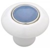 White (12 Pack) 1-1/2" Ceramic Knob White with Light Blue Insert