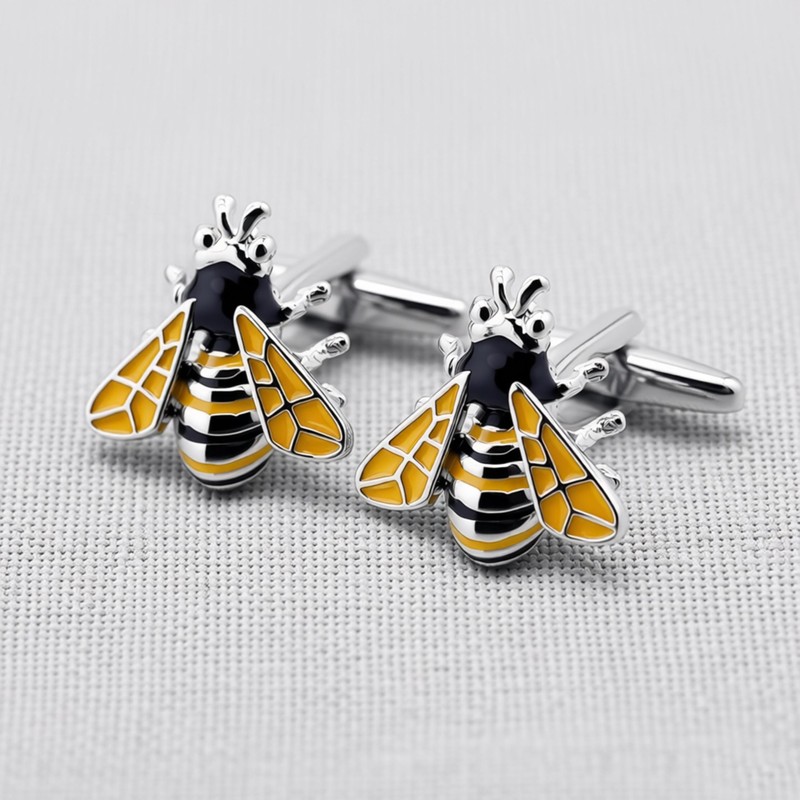 QINGANRAN Cute Bee Cufflinks for Men Insect Design Accessory