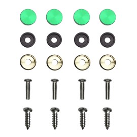 Aftermarket Products 4PC Anti Rust Resistant Stainless Steel Screw Green Aluminum Screw Caps