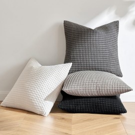 MIULEE Cushion Covers Striped Corduroy Fabric Square Throw Pillow Cover Decorative Pillowcases with Invisible Zipper for Sofa Chair Couch Bedroom 18x18 inch 45x45cm 4 Pieces Cool Series