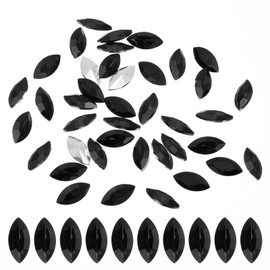PATIKIL Marquise Gems, 25 Pcs 18x9mm Glass Rhinestones Flat Back Navette Horse Eye Crystal Gems for Jewelry Making DIY Craft, Black
