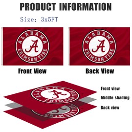 Alabama Flag 3x5 Outdoor Double Sided Heavy Duty Durable Polyester 3 Ply Alabama AL State Flags With 2 Brass Grommets 4 Rows Stitched 3X5 FT