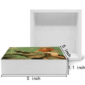 SRADMO Vintage Cowgirl Riding Alligator Wood Box Sign, Western Cowgirl Room Decor, Retro Rustic Western Theme Wooden Block Box Sign Decoration for Home Shelf Table Decor