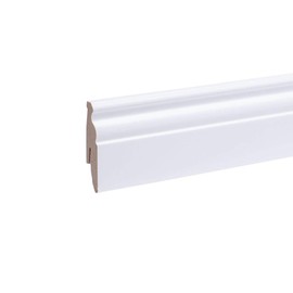 White Skirting Board Berlin Profile 60 x 20 x 2,600 mm MDF Skirting Board White Sturdy MDF Core Floor Strip with Integrated Cable Duct + Clip Milling