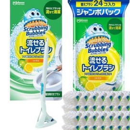 【Main Unit & Refill Set】Scrubbing Bubbles Flushable Toilet Brush with Toilet Paper 【Citrus Scent】 Main Unit + Refill Set (28 pieces)