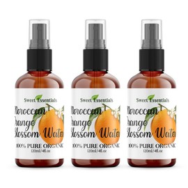 PACK OF 3 Premium Organic Moroccan Orange Blossom (Neroli) Water - 4oz Sprayer Imported From Morocco - 100% Pure (Food Grade) Rich in Vitamin A & C. Perfect for Hydrating & Rejuvenating Your Skin