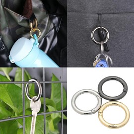 30 Pcs Spring O Rings, 28mm Round Carabiner Snap, Zinc Alloy Buckle O Clips for DIY, Keyrings, Bags, Camping, Silver, Black and Gold