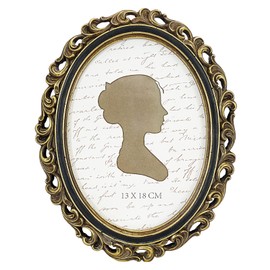 Sunlit Vintage Picture Frame 5x7 Inch, Oval Antique Photo Frames with Glass Front, Luxury Photo Display, Tabletop Wall Hanging, Gold Black