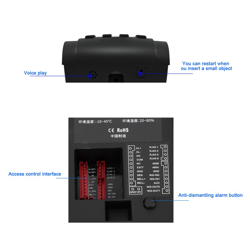 2.4in Access Control Machine TCP/IP Password Card Attendance Checking Wiegand26