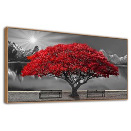 Large Framed Wall Art for Living Room Large Mangrove Landscape Modern Art for Wall Decor Living Room, Bedroom, Office, Home Wall Decor 24x48 inches(With Soild Wood Dark Framed)