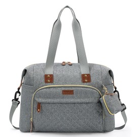 Tuwubi Diaper Bag Tote,Baby Diaper Bag with Pacifier Case Large Travel Diaper Tote Caddy for Mom and Dad Multifunction Large Baby Bag - M-Light Grey