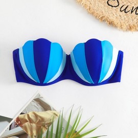 Petal Cup Underwire Push-Up Bikini Top Swim Top XL/Blue 5ea