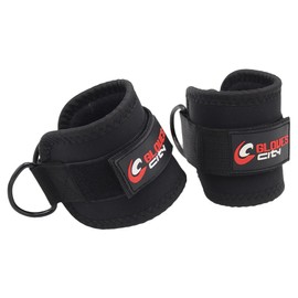 Gloves City Weight Lifting Stainless D Ring Ankle Strap for Cable Machine | Gym Leg Workout Exercise Kickback Ankle Strap M/O Neoprene in Black in 1 Pair Pack