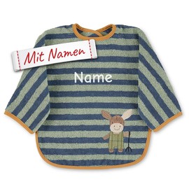LALALO Sterntaler Bib with Embroidered Name for Baby with Sleeves, Full Body Supplementary Food, Sleeve Bib for Children, Model 8