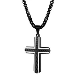 OIDEA Men's Plain Cross Necklace: Vintage Cross Pendant with Wheat Chain Christian Cross Chain Biker Retro Venetian Chain Religious Gift for Men Father Friend, Stainless Steel