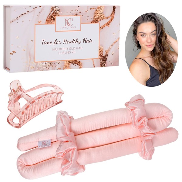 No Heat, Silk Ribbon Curler. Tik Tok Curls. Silk Curling Ribbon for Hair Set. Heatless Hair Curling Kit for Long Hair and Straight Hair, Silk Curling Rod to Transform to Sexy, Curly, Wavy Curls!