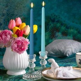 10 Inch Gradient Peacock Blue Taper Candles for Home Decoration, 4 Pack Unscented Candlesticks for Party Dinner Birthday and Seasonal Celebration