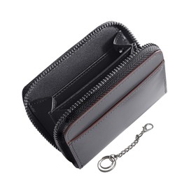 LUOLUO Coin Purse, Men's, Genuine Leather, Coin Case, Italian Leather, Keys, Card Slot, YKK Zipper, Small Wallet, Compact, Large Capacity, Red, Black