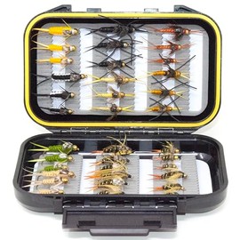 36 Piece Fly Fishing Flies Kit | Stonefly/Mayfly/Nymph | Trout Bass Nymph Dry Wet Flies Freshwater Saltwater | All Seasons Hand-Tied Lures